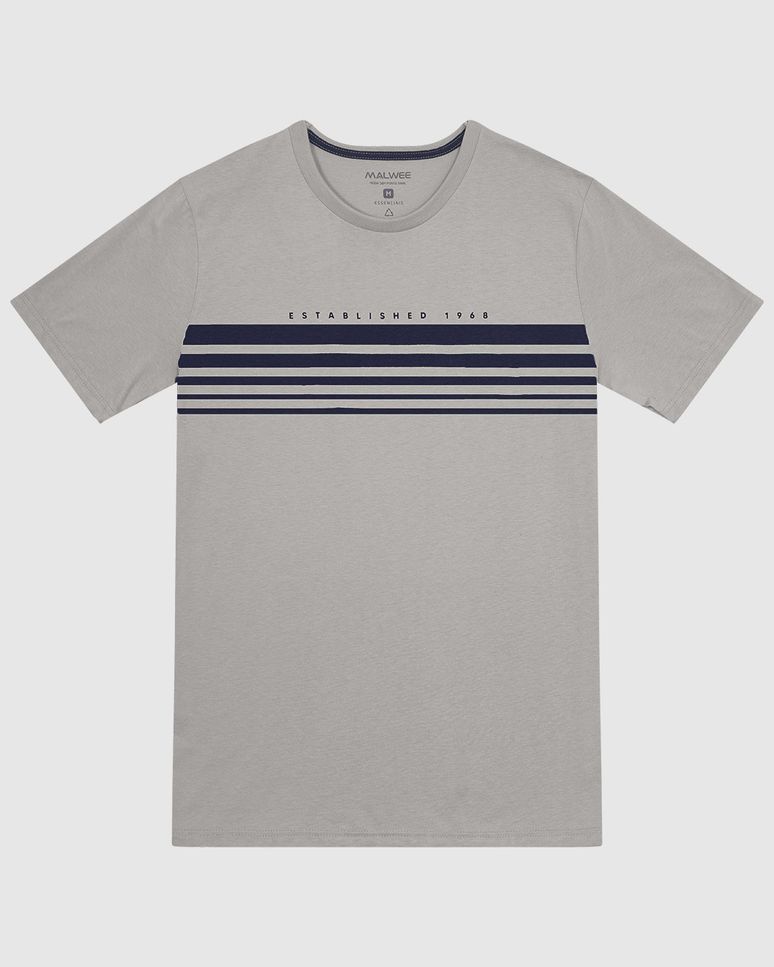 Camiseta Masculina Listras Frontais Em Algodão
