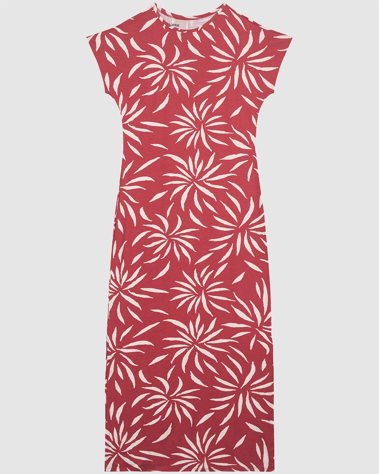 Vestido Midi Feminino Fenda Lateral Em Malha Viscolinho Stretch