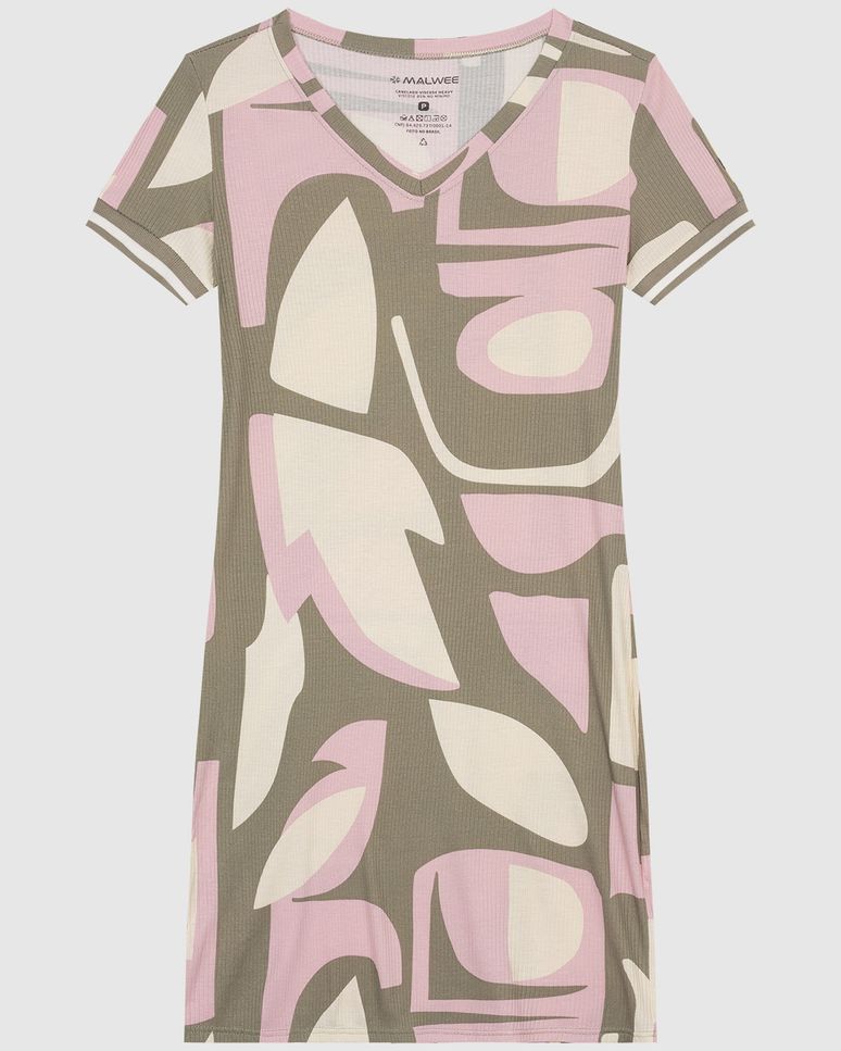 Vestido Feminino Manga Retilínea Em Malha Viscose Canelada