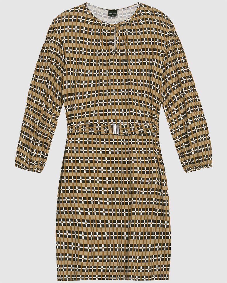 Vestido Amplo Feminino Manga Longa Com Cinto Em Viscose Stretch