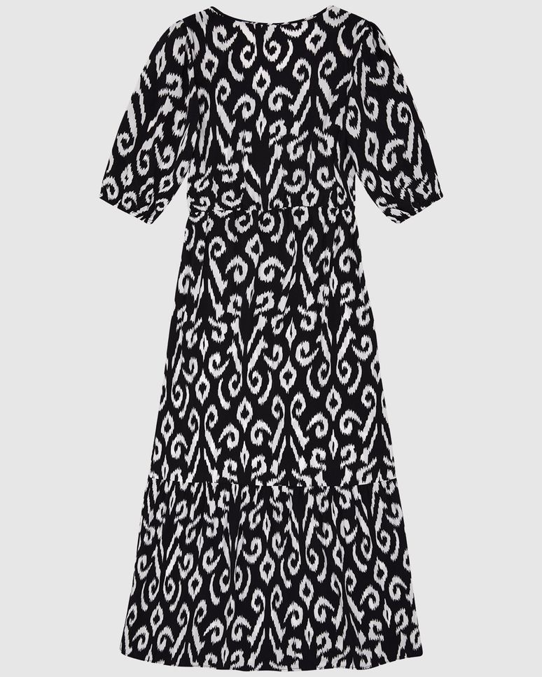 Vestido Midi Feminino Marias Estampa Animal Print Manga 3/4 Em Viscose