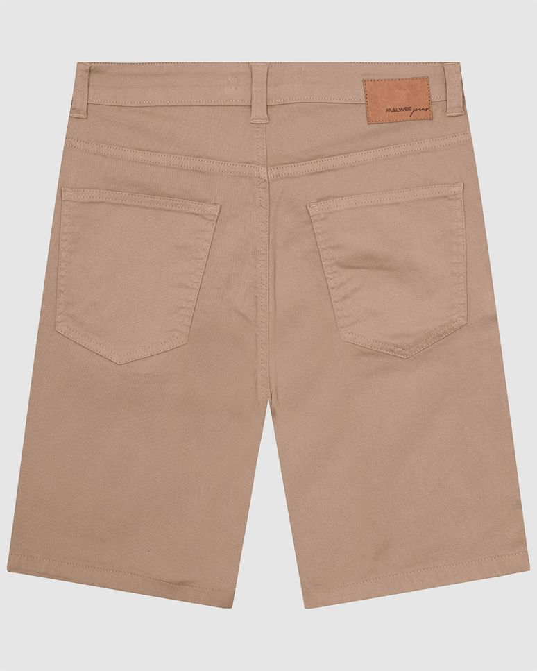 Bermuda Masculina Cintura Média Em Sarja Com Elastano