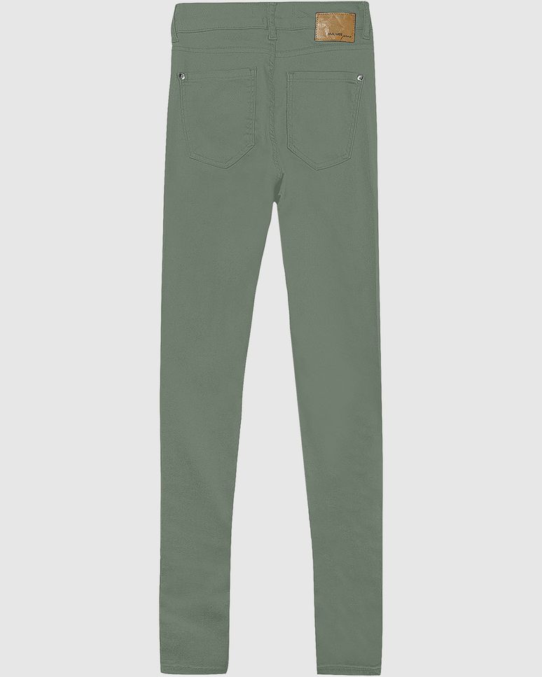 Calça Skinny Feminina Cintura Média Em Sarja Com Elastano