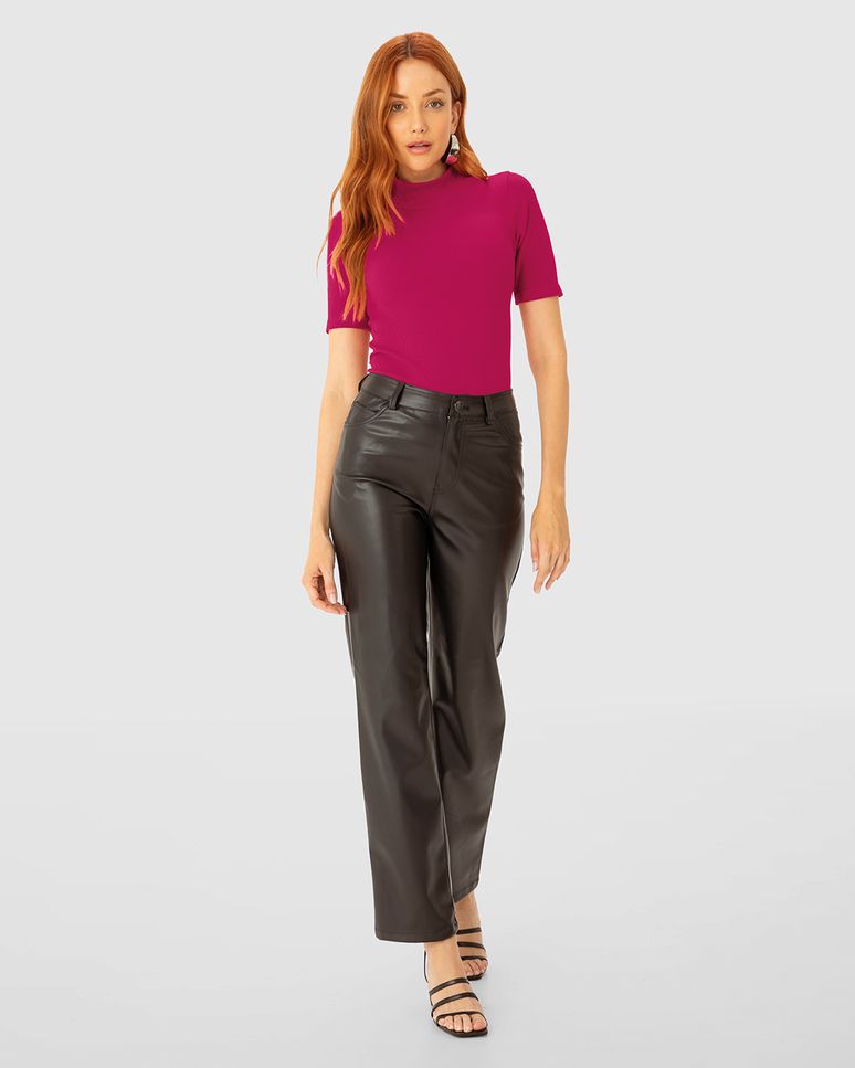 Blusa Básica Feminina Gola Alta Em Seamless Poliamida - ENFIM