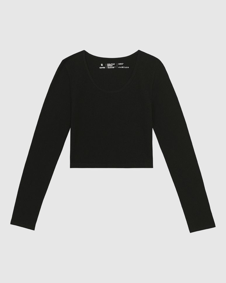 Blusa Básica Feminina Cropped Em Seamless Poliamida - ENFIM