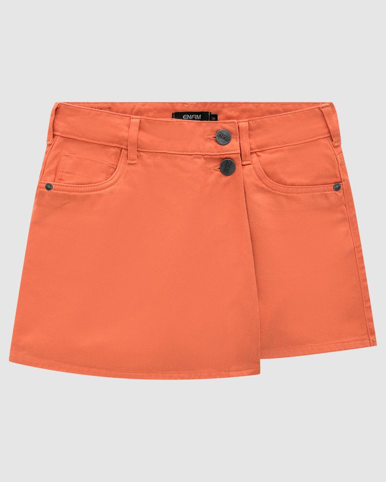 Shorts Saia Feminino Botões Frontais Em Sarja - ENFIM