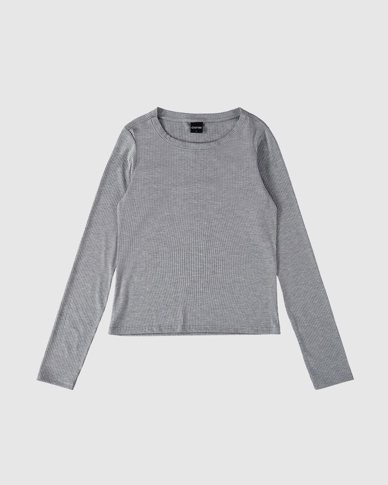 Blusa Básica Feminina Decote Canoa Em Malha Viscose Canelada - ENFIM