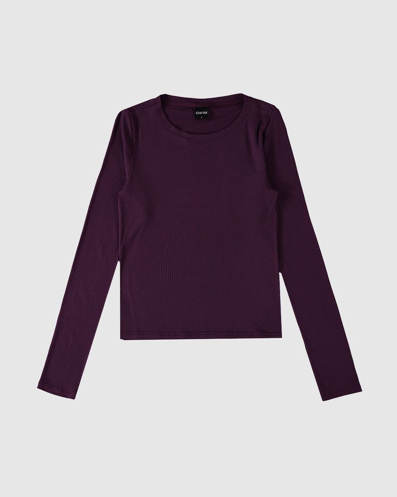 Blusa Básica Feminina Decote Canoa Em Malha Viscose Canelada - ENFIM