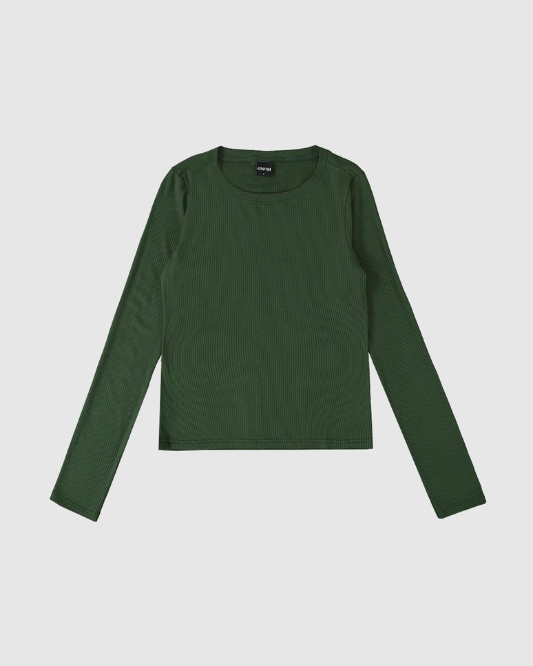 Blusa Básica Feminina Decote Canoa Em Malha Viscose Canelada - ENFIM