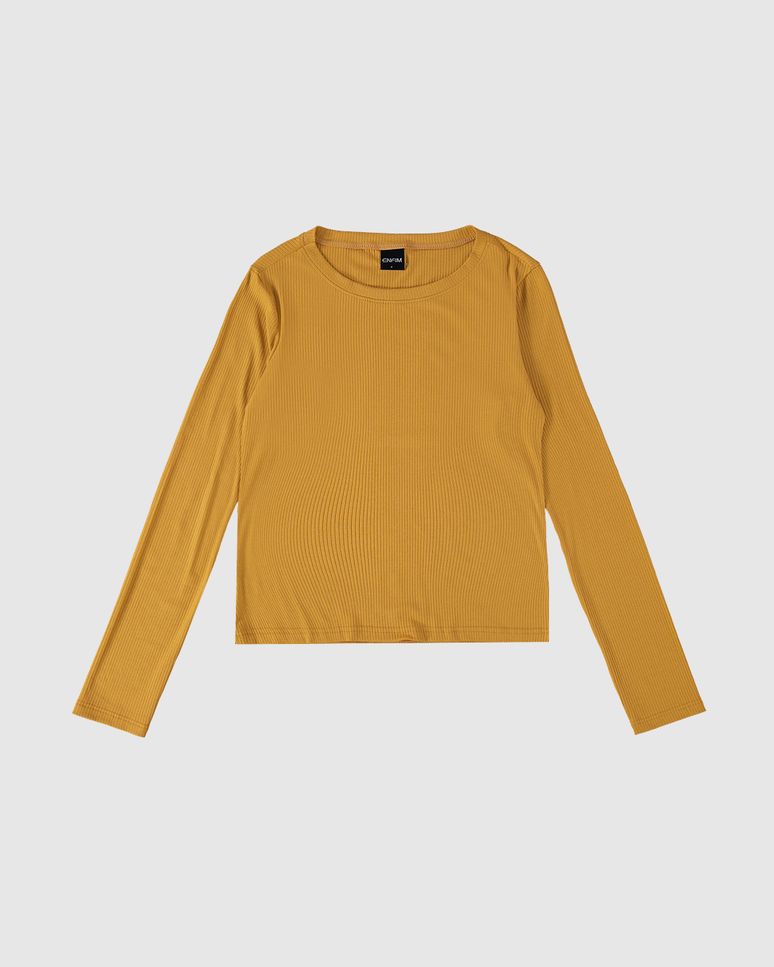 Blusa Básica Feminina Decote Canoa Em Malha Viscose Canelada - ENFIM