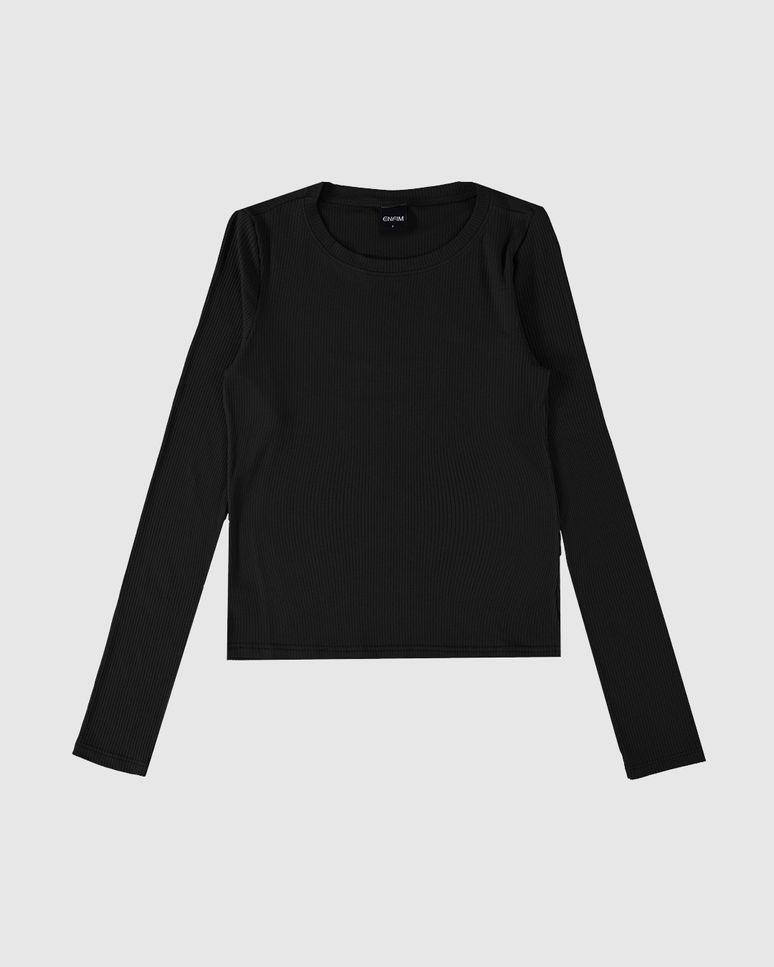 Blusa Básica Feminina Decote Canoa Em Malha Viscose Canelada - ENFIM