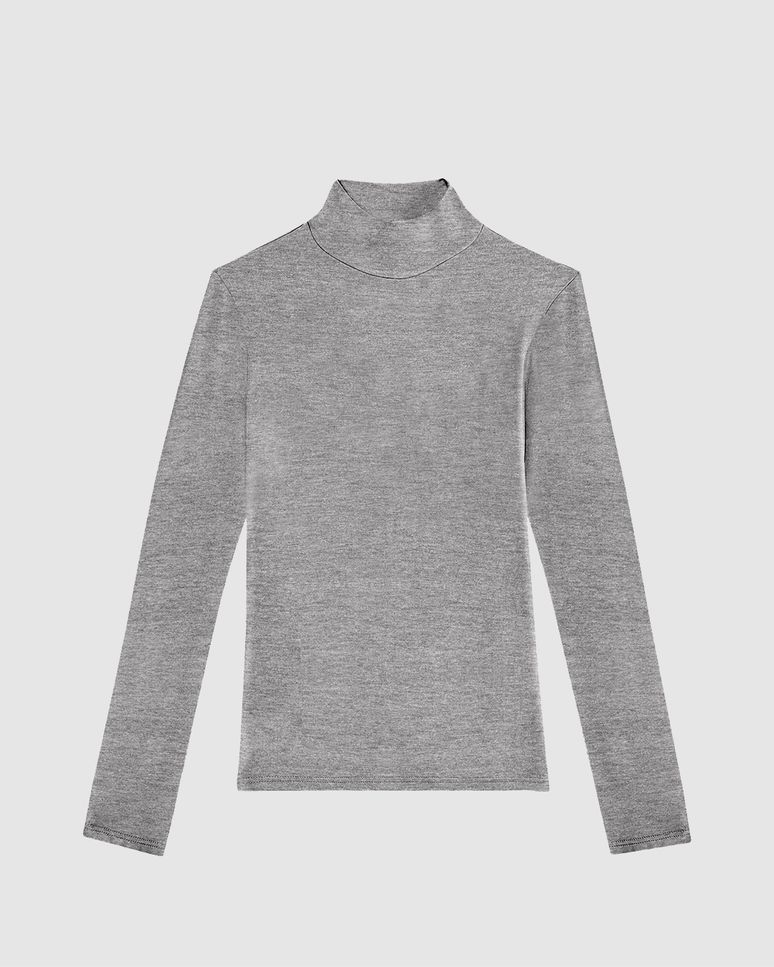 Blusa Básica Feminina Gola Alta Em Malha Viscose Stretch - ENFIM