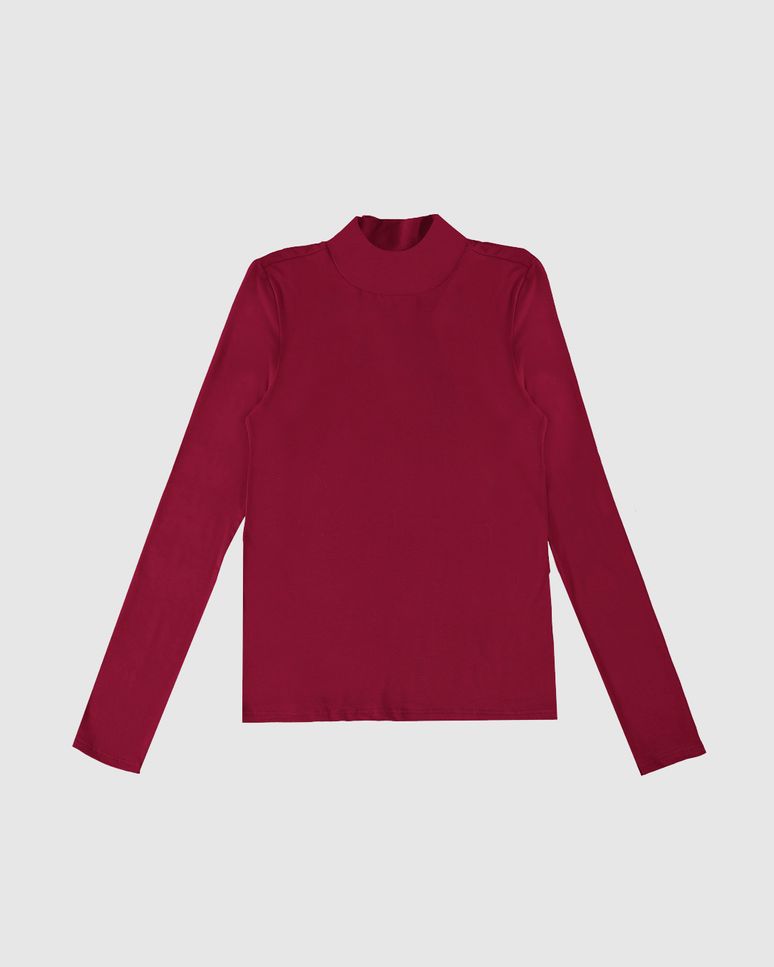 Blusa Básica Feminina Gola Alta Em Malha Viscose Stretch - ENFIM