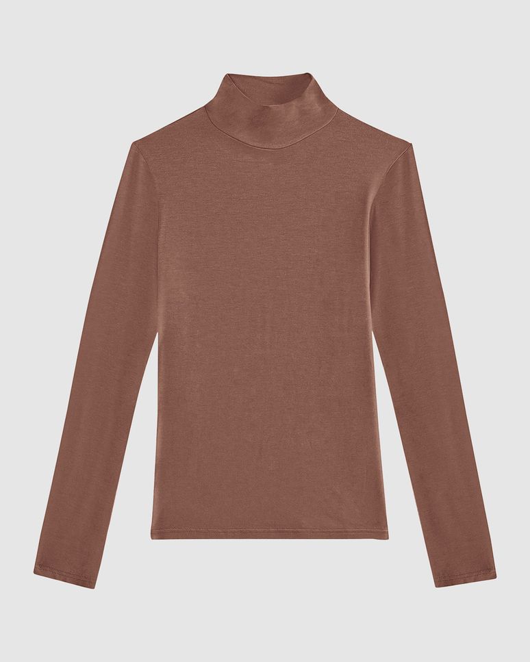 Blusa Básica Feminina Gola Alta Em Malha Viscose Stretch - ENFIM