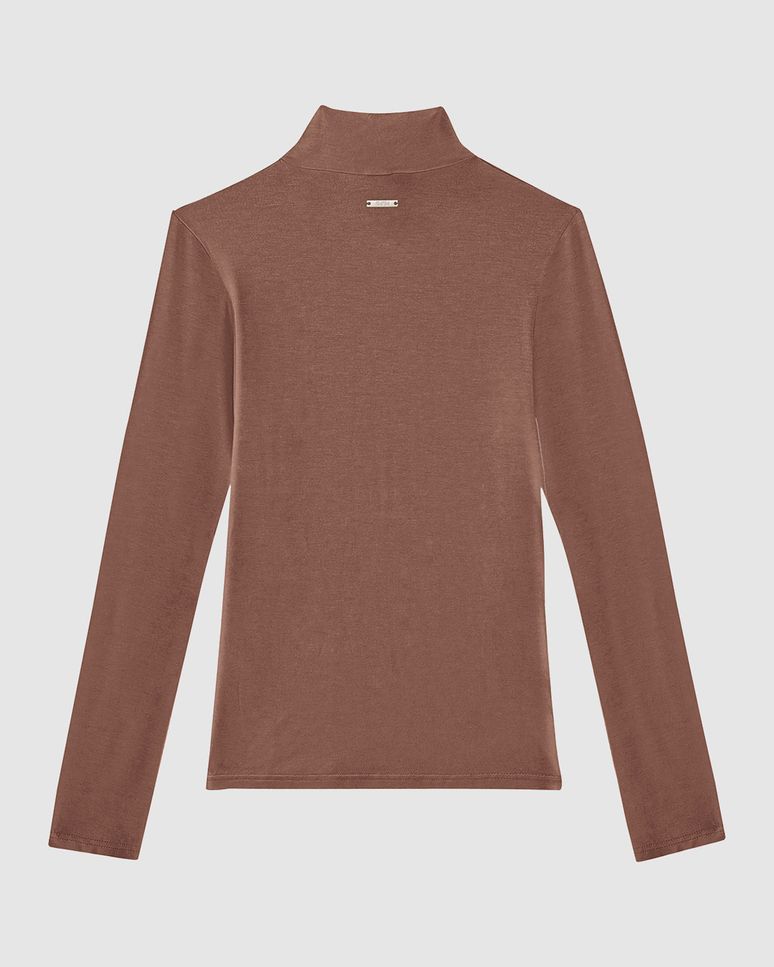 Blusa Básica Feminina Gola Alta Em Malha Viscose Stretch - ENFIM