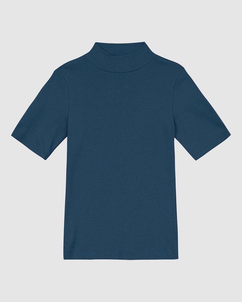 Blusa Básica Feminina Gola Dupla Em Ribana - ENFIM