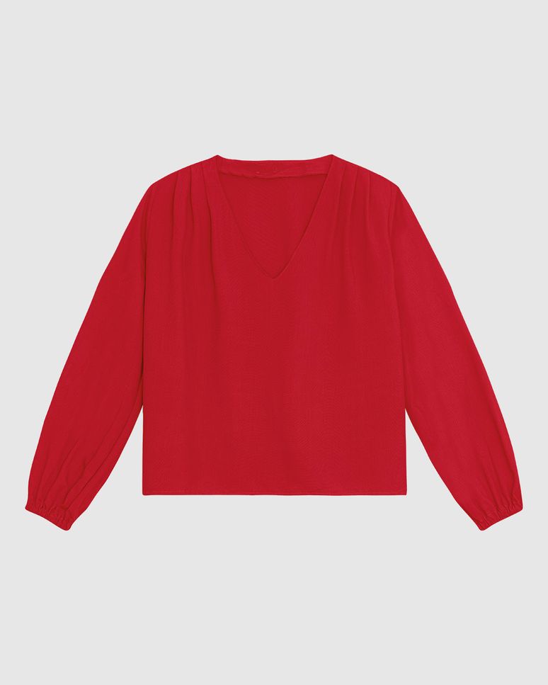 Blusa Ampla Feminina Decote V Manga 7/8 Em Viscose - ENFIM