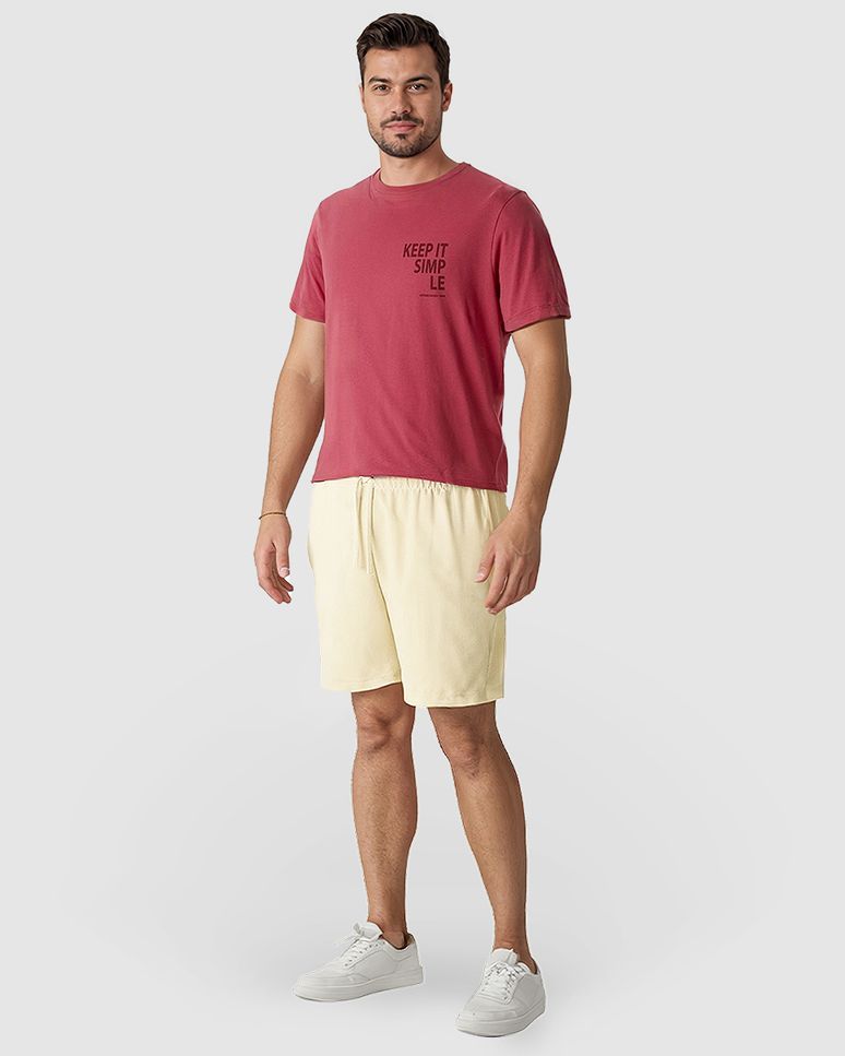 Bermuda Masculina Slim Bolso Costas Em Microfibra Texturizada