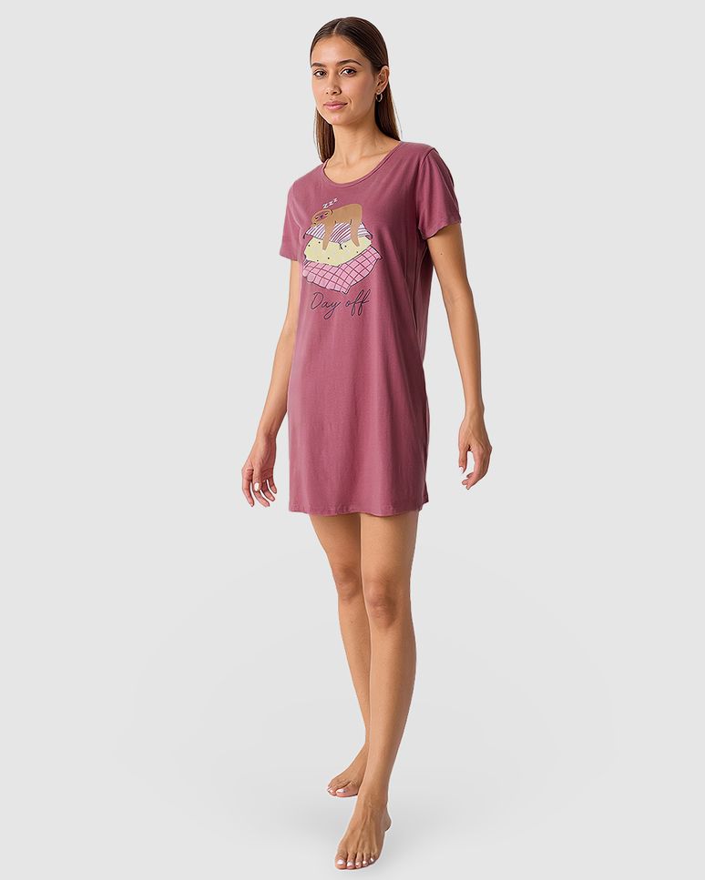 Camisola Feminina Estampa Day Off Em Malha Botonê