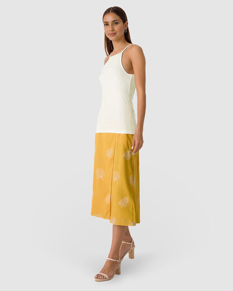 Regata Feminina Decote Halter Alça Fina Em Malha Viscose Canelada