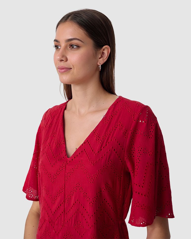 Vestido Feminino Amplo Decote V Em Laise Algodão