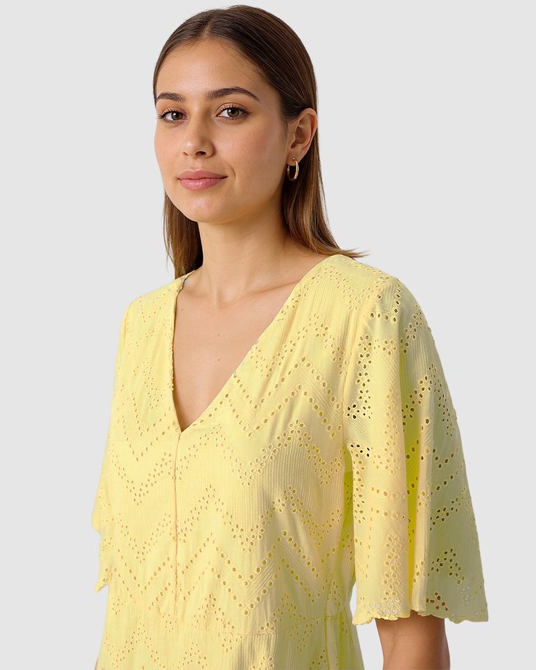 Vestido Feminino Amplo Decote V Em Laise Algodão