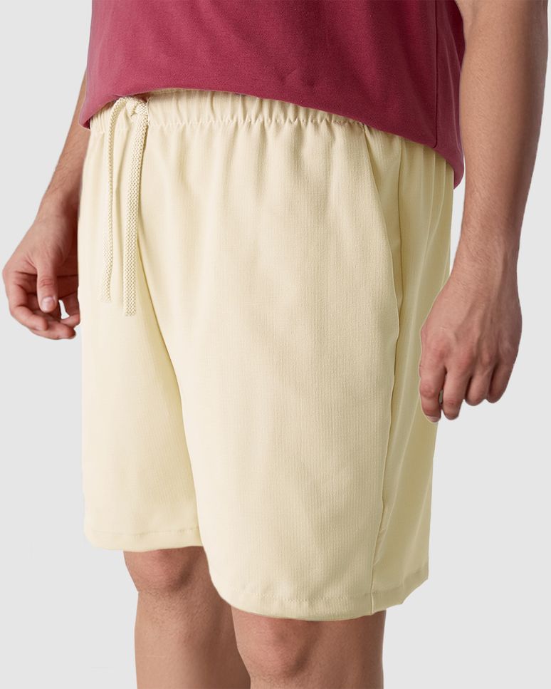 Bermuda Masculina Slim Bolso Costas Em Microfibra Texturizada