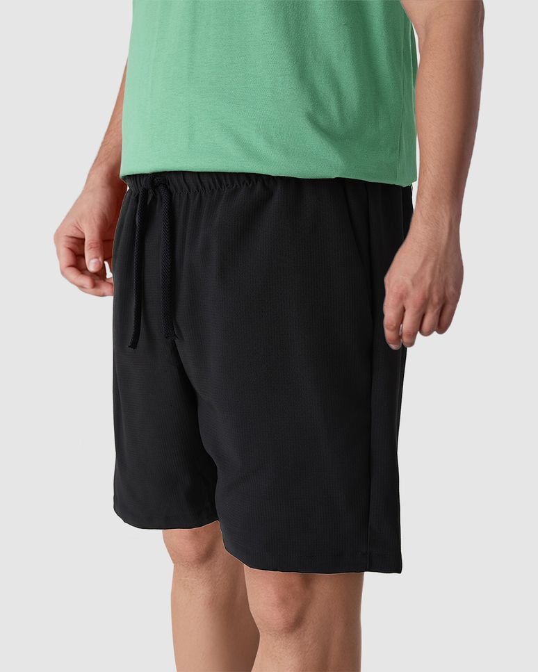 Bermuda Masculina Slim Bolso Costas Em Microfibra Texturizada