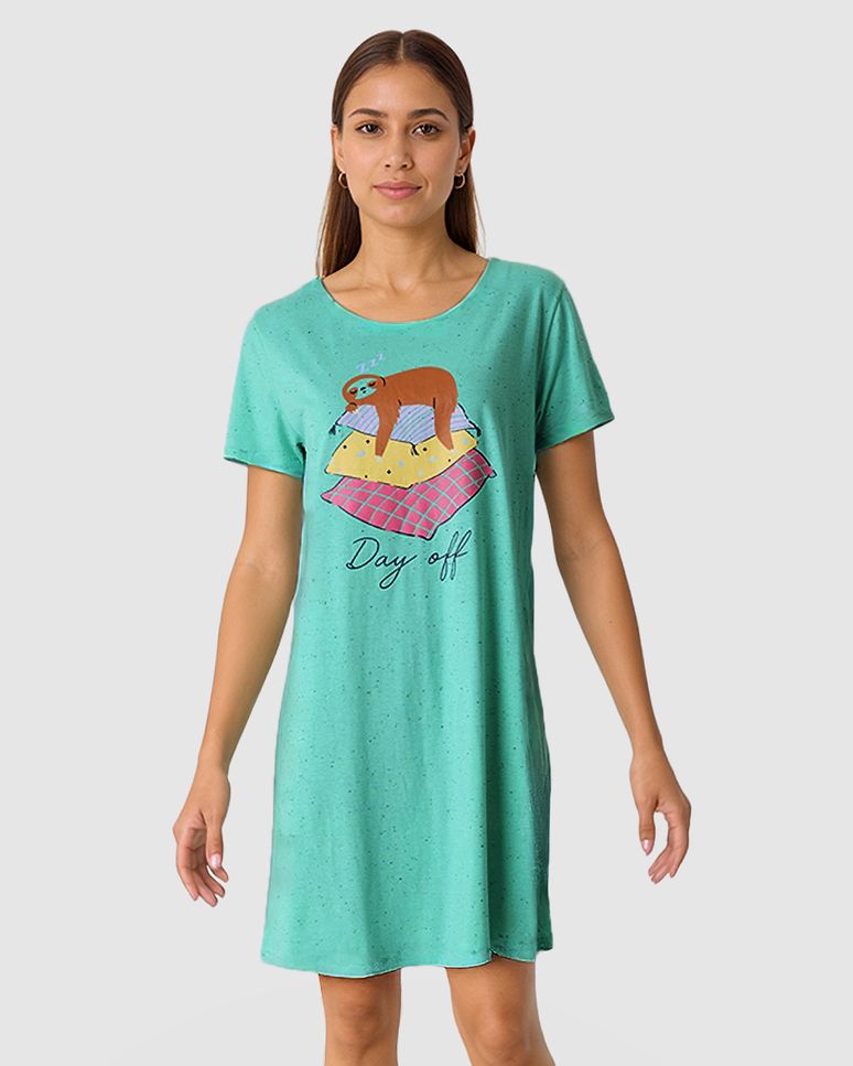 Camisola Feminina Estampa Day Off Em Malha Botonê