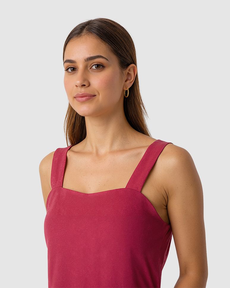 Vestido Feminino Decote Reto Fenda Frontal Em Malha Algodão