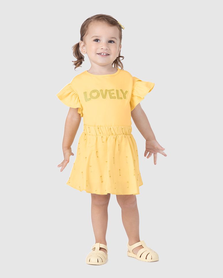 Conjunto Infantil Menina Lovely Blusa E Saia Malwee Kids