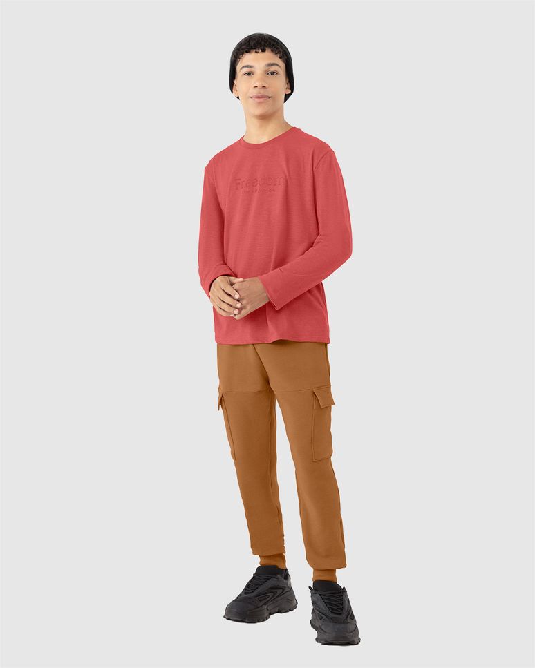 Camiseta Menino Manga Longa Freedom Em Malha Rajada Linho Malwee Kids