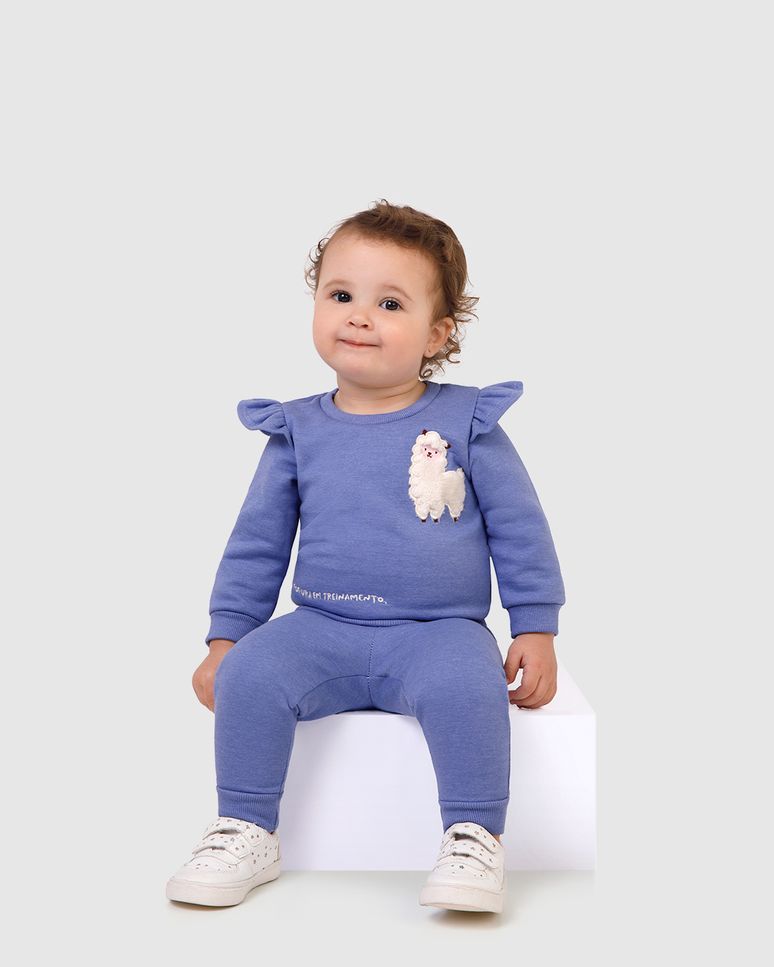 Conjunto Infantil Menina Em Moletom Mesclado Flanelado Malwee Kids