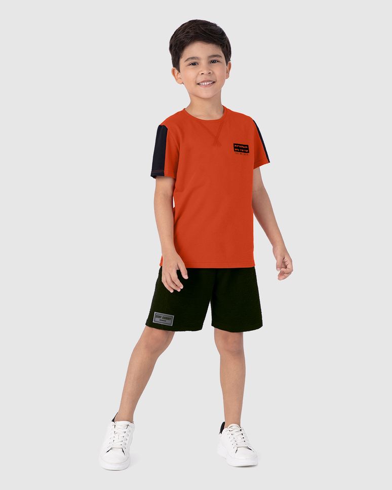 Bermuda Infantil Menino Etiqueta Emborrachada Malha Texturizada Malwee Kids