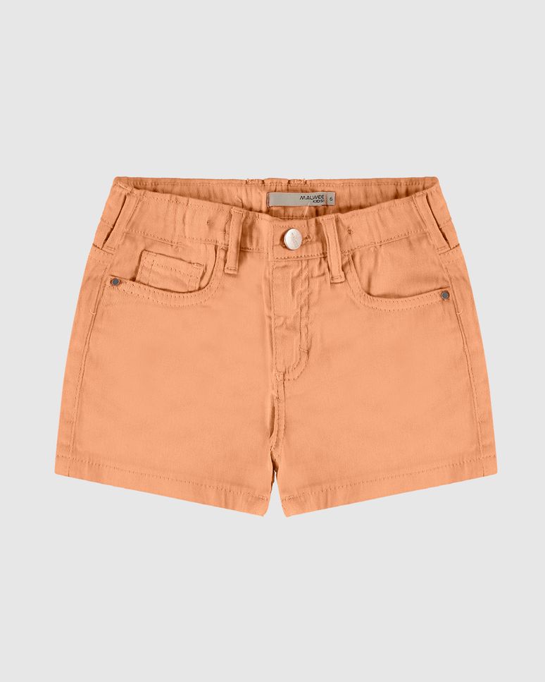 Shorts Infantil Menina Cintura Média Em Sarja Com Elastano Malwee Kids