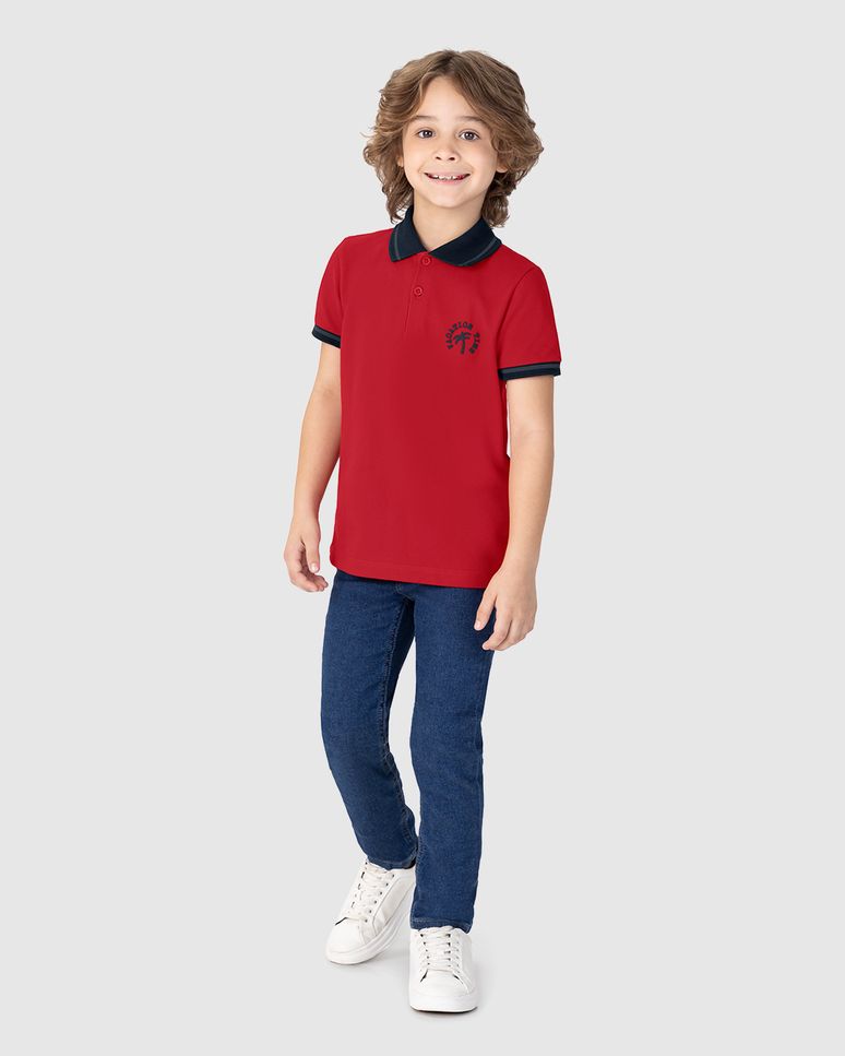 Camisa Polo Infantil Menino Estampa + Puff Em Algodão Malwee Kids