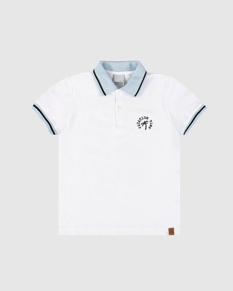 Camisa Polo Infantil Menino Estampa + Puff Em Algodão Malwee Kids