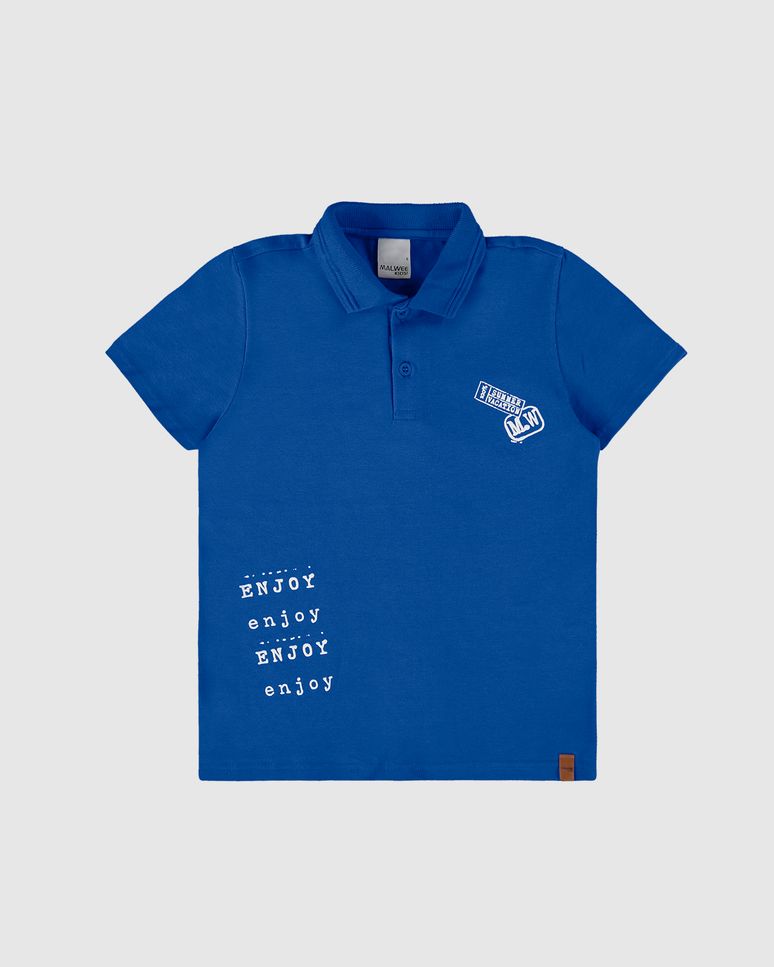 Camisa Polo Infantil Menino Estampa Enjoy Em Algodão Malwee Kids
