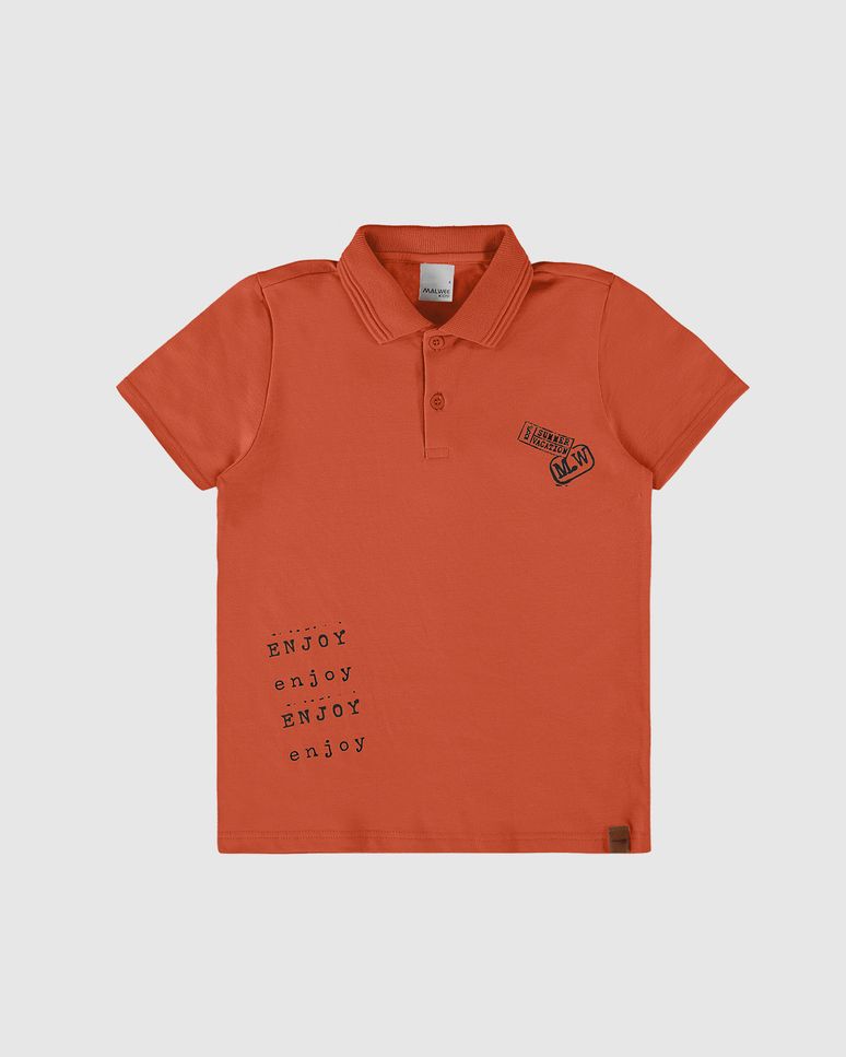 Camisa Polo Infantil Menino Estampa Enjoy Em Algodão Malwee Kids