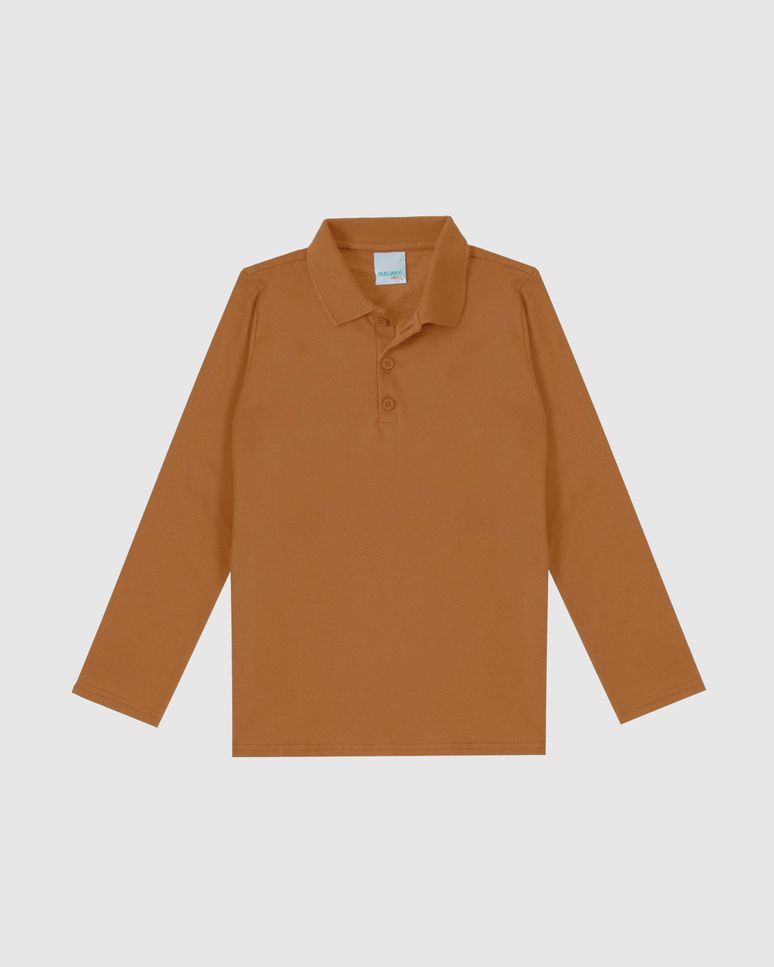 Camisa Polo Infantil Menino Manga Longa Em Algodão Malwee Kids