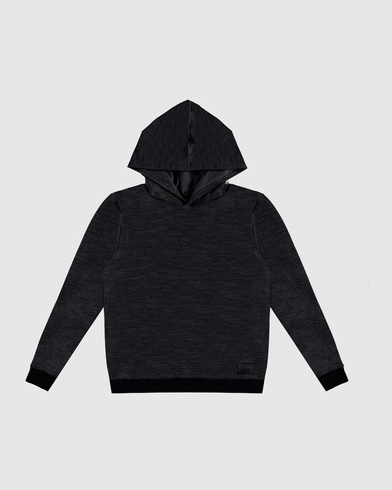 Camiseta Menino Com Capuz Manga Longa Em Moletom Rajado Malwee Kids