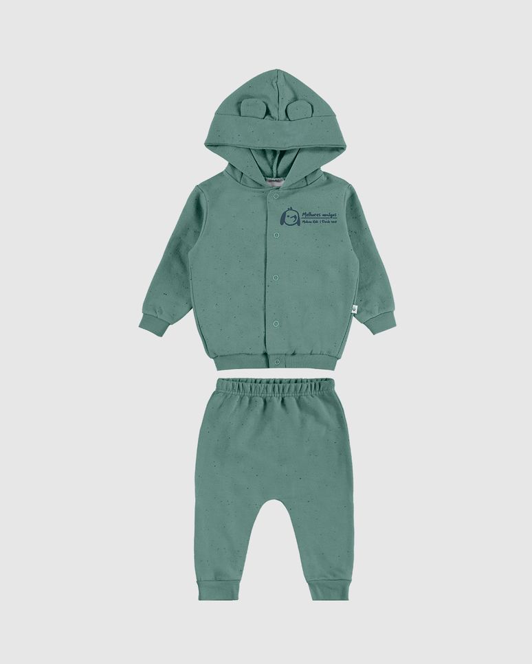 Conjunto Infantil Menino Casaco Com Capuz + Aplique Malwee Kids