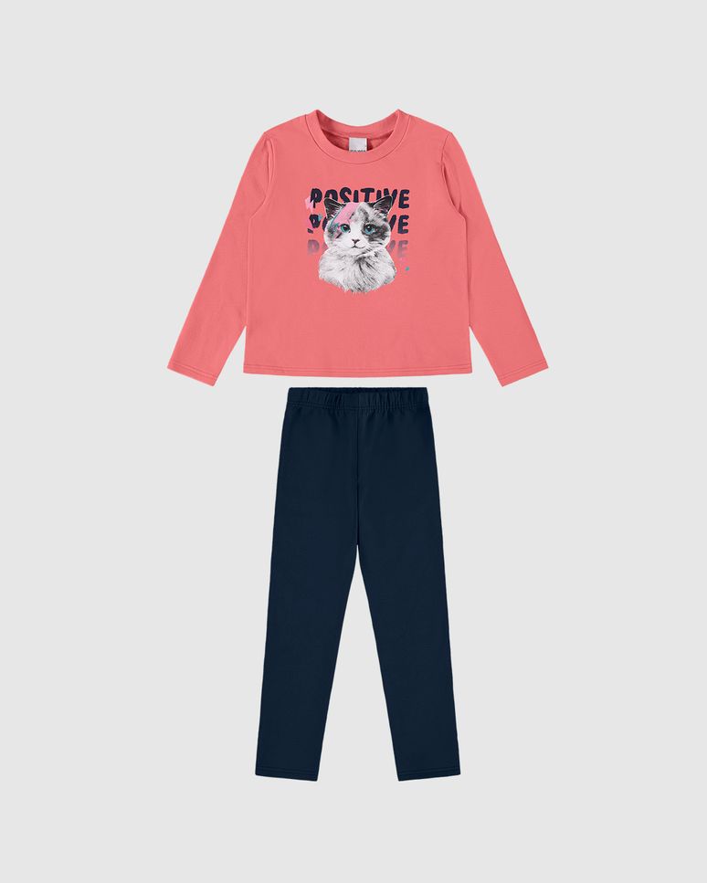 Conjunto Infantil Menina Positive Em Moletom Flanelado Malwee Kids
