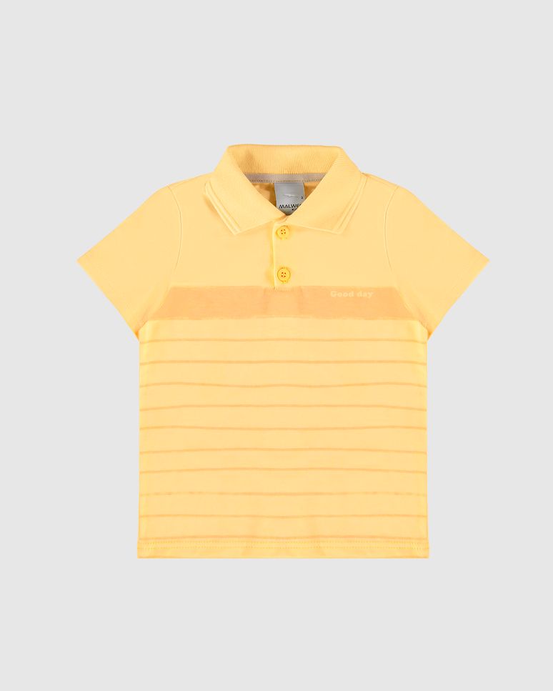 Camisa Polo Infantil Menino Listras Frontais Em Algodão Malwee Kids