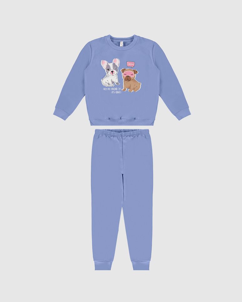 Pijama Longo Infantil Menina Hey My Friend Em Moletom Flanelado Malwee Kids