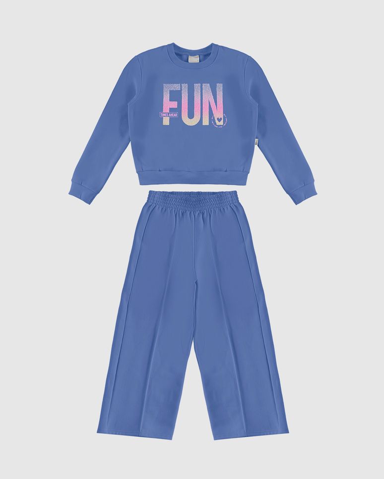 Conjunto Infantil Menina Fun Times Ahead Em Moletom Mesclado Malwee Kids
