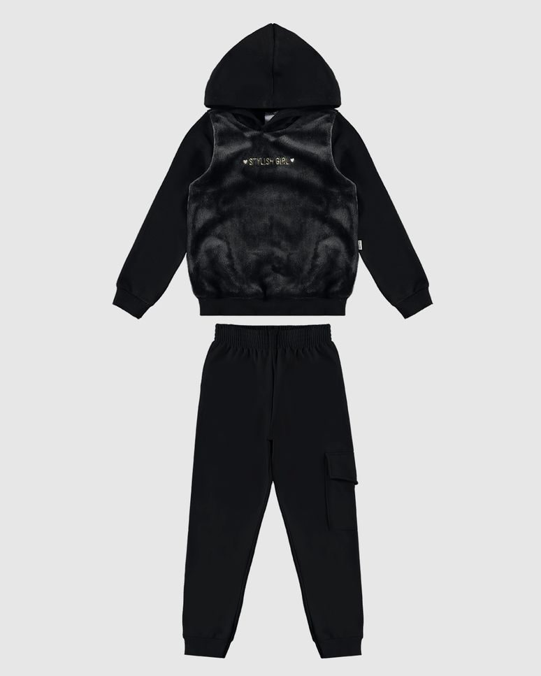 Conjunto Infantil Menina Blusão Com Capuz Em Pelúcia Malwee Kids
