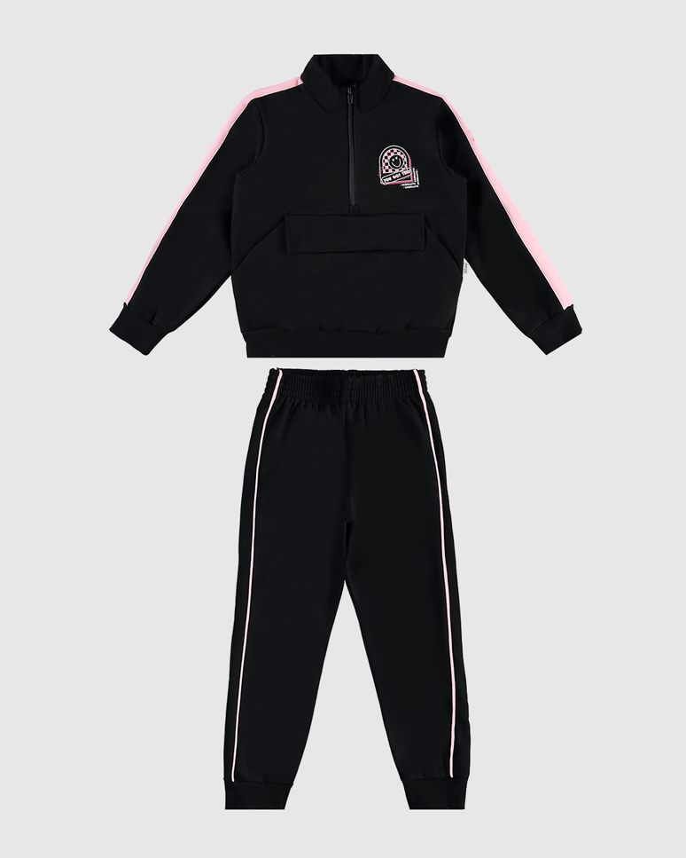 Conjunto Infantil Menina Jaqueta Bolso Lapela Moletom Flanelado Malwee Kids