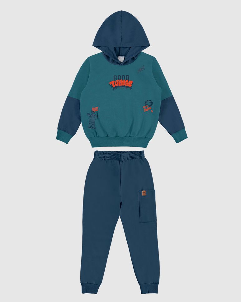 Conjunto Infantil Menino Blusão Good Things Em Moletom Flanelado Malwee Kids