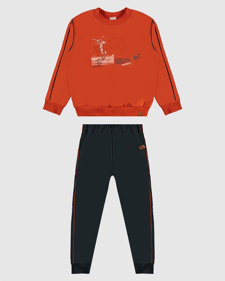 Conjunto Infantil Menino Keep Ready Em Moletom Flanelado Malwee Kids